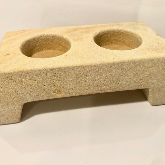Vintage Sandstone Double Tealight Candle Holder - Picture 5 of 8